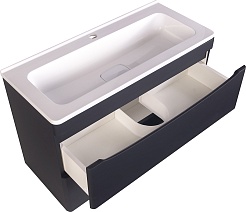 Style Line Мебель для ванной Бергамо Мини 80 подвесная черная Люкс антискрейтч Plus – фотография-7